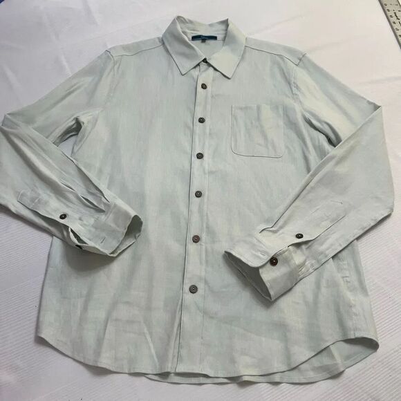 Shore Other - Shore Light Green Linen Men’s Long Sleeve Button Up Shirt Size Medium